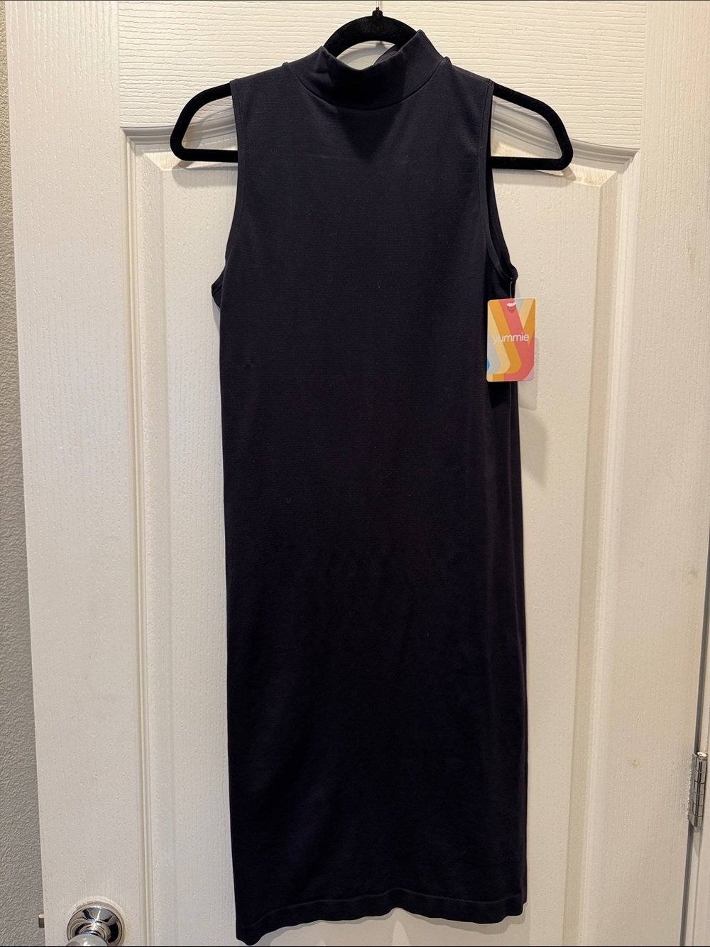 Sleeveless Black Turtleneck Midi Dress